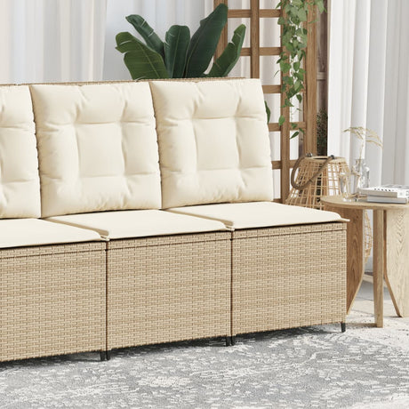 Vidaxl tuinbank verstelbaar met kussens poly rattan beige