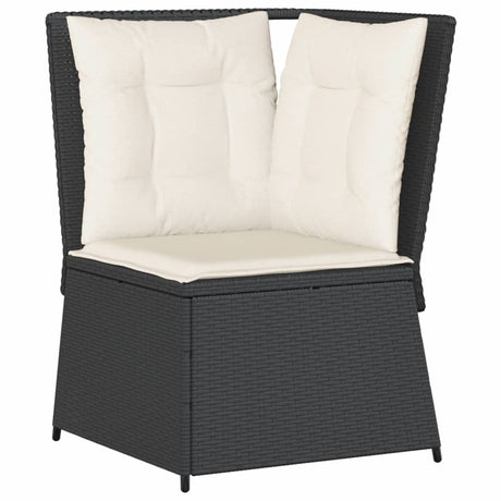 Vidaxl tuinhoekbank met kussens poly rattan zwart