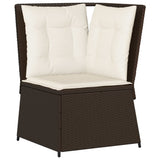Vidaxl tuinhoekbank met kussens poly rattan bruin