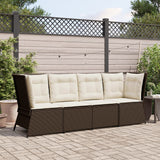 Vidaxl tuinhoekbank met kussens poly rattan bruin