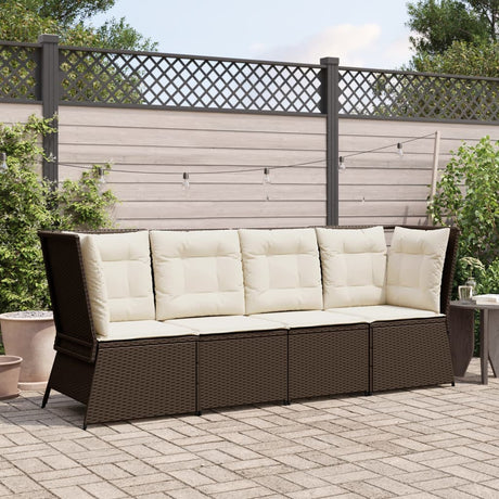Vidaxl tuinhoekbank met kussens poly rattan bruin