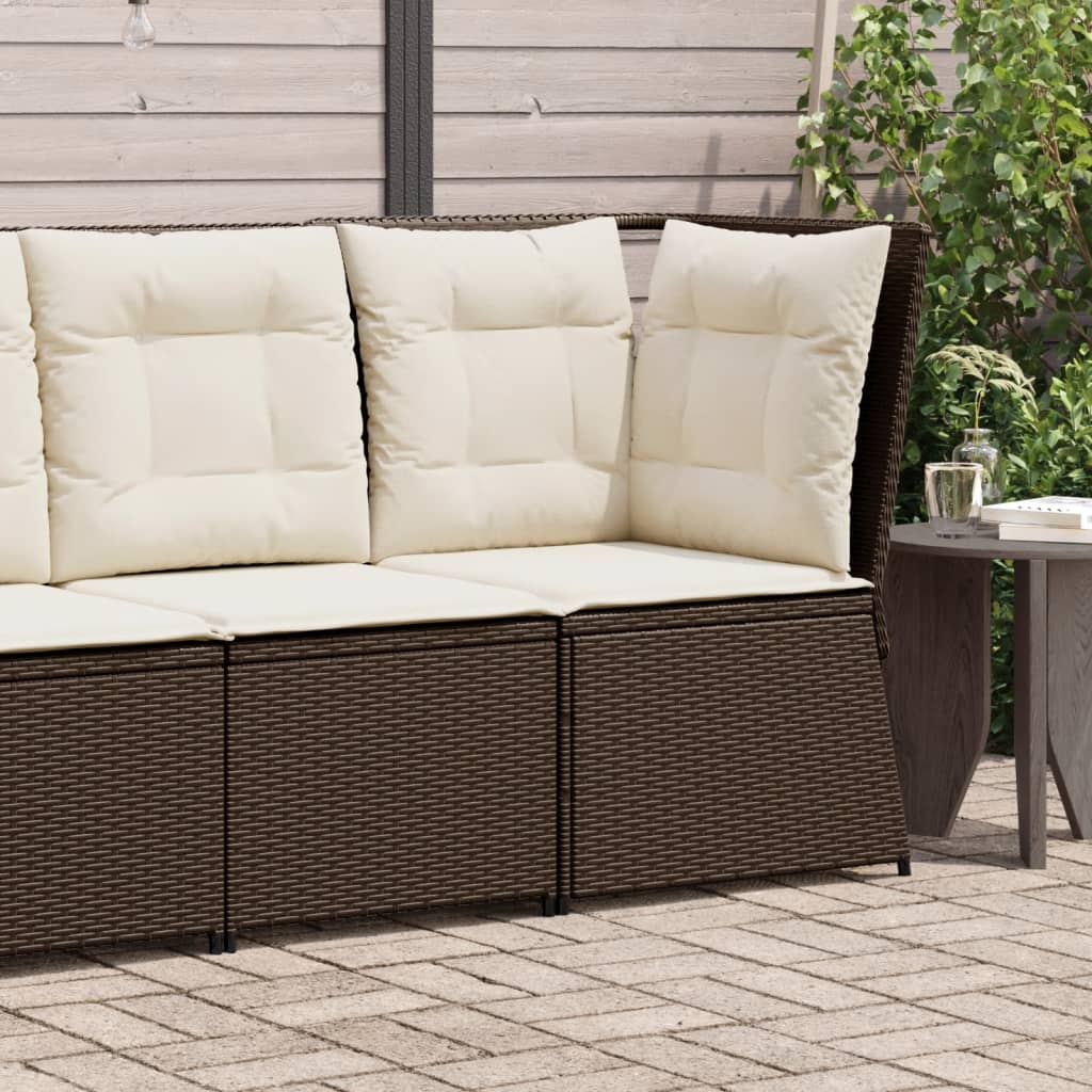 Vidaxl tuinhoekbank met kussens poly rattan bruin