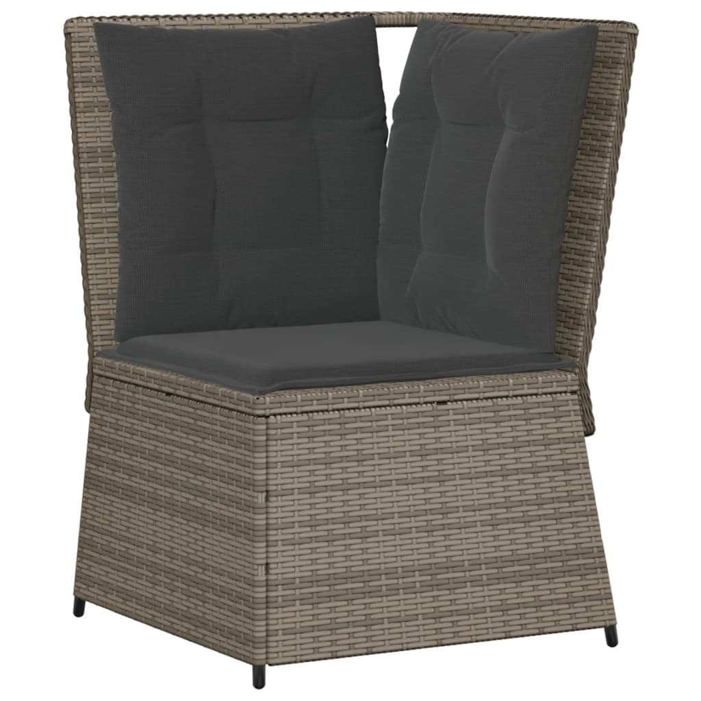Vidaxl tuinhoekbank met kussens poly rattan grijs