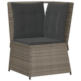 Vidaxl tuinhoekbank met kussens poly rattan grijs