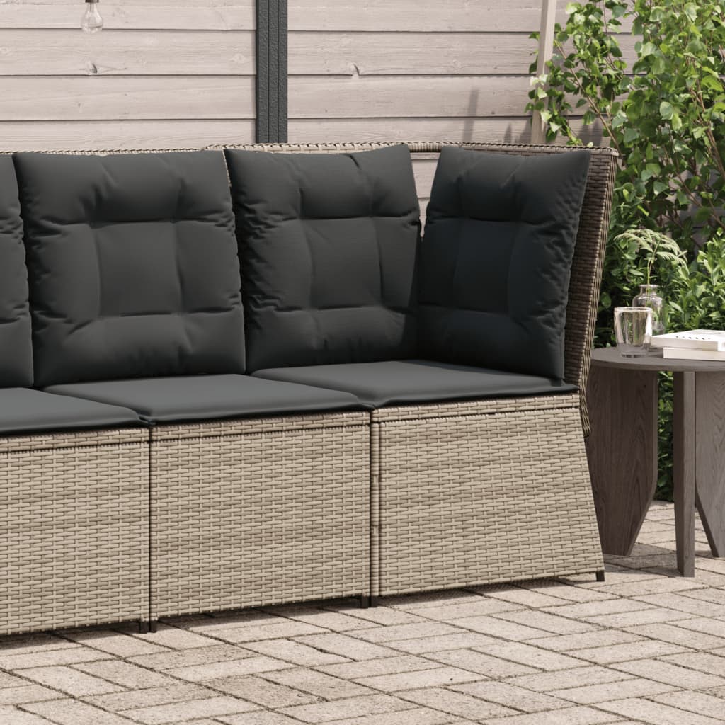 Vidaxl tuinhoekbank met kussens poly rattan grijs