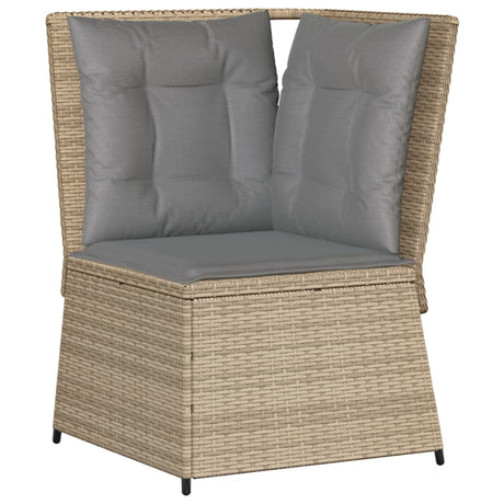Vidaxl tuinhoekbank met kussens poly rattan beige