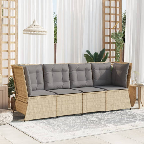 Vidaxl tuinhoekbank met kussens poly rattan beige