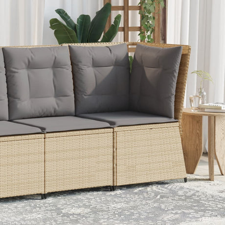 Vidaxl tuinhoekbank met kussens poly rattan beige