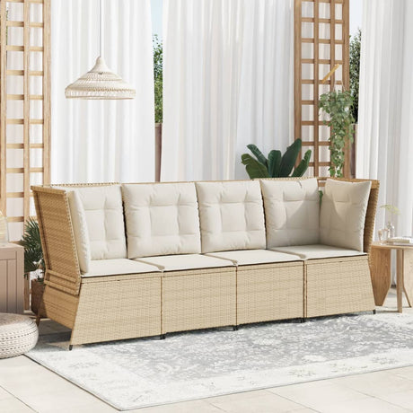 Vidaxl tuinhoekbank met kussens poly rattan beige