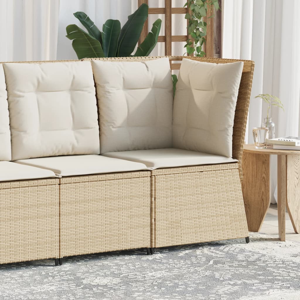 Vidaxl tuinhoekbank met kussens poly rattan beige