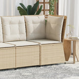 Vidaxl tuinhoekbank met kussens poly rattan beige