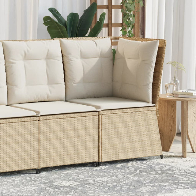 Vidaxl tuinhoekbank met kussens poly rattan beige