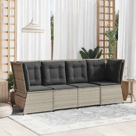 Vidaxl tuinhoekbank met kussens poly rattan lichtgrijs