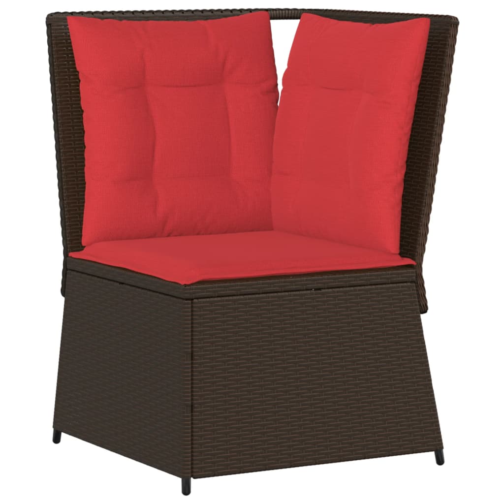 Vidaxl tuinbankhoek met kussens bruin poly rattan