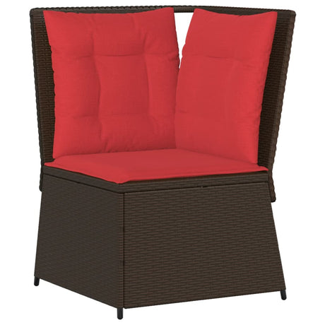Vidaxl tuinbankhoek met kussens bruin poly rattan
