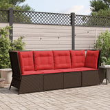Vidaxl tuinbankhoek met kussens bruin poly rattan