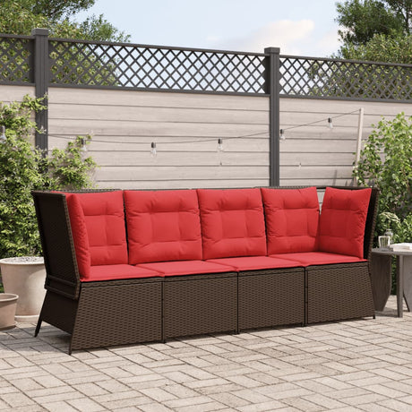 Vidaxl tuinbankhoek met kussens bruin poly rattan