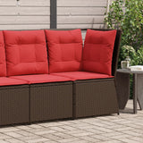 Vidaxl tuinbankhoek met kussens bruin poly rattan