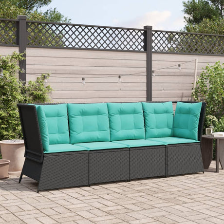 Vidaxl tuinbankhoek met kussens zwart poly rattan