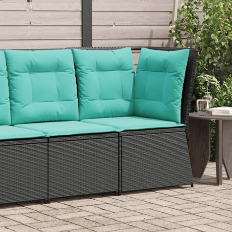 Vidaxl tuinbankhoek met kussens zwart poly rattan