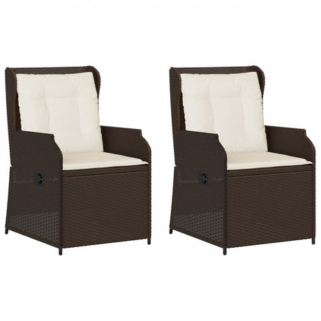 Vidaxl tuinstoelen 2 st verstelbaar met kussens poly rattan bruin