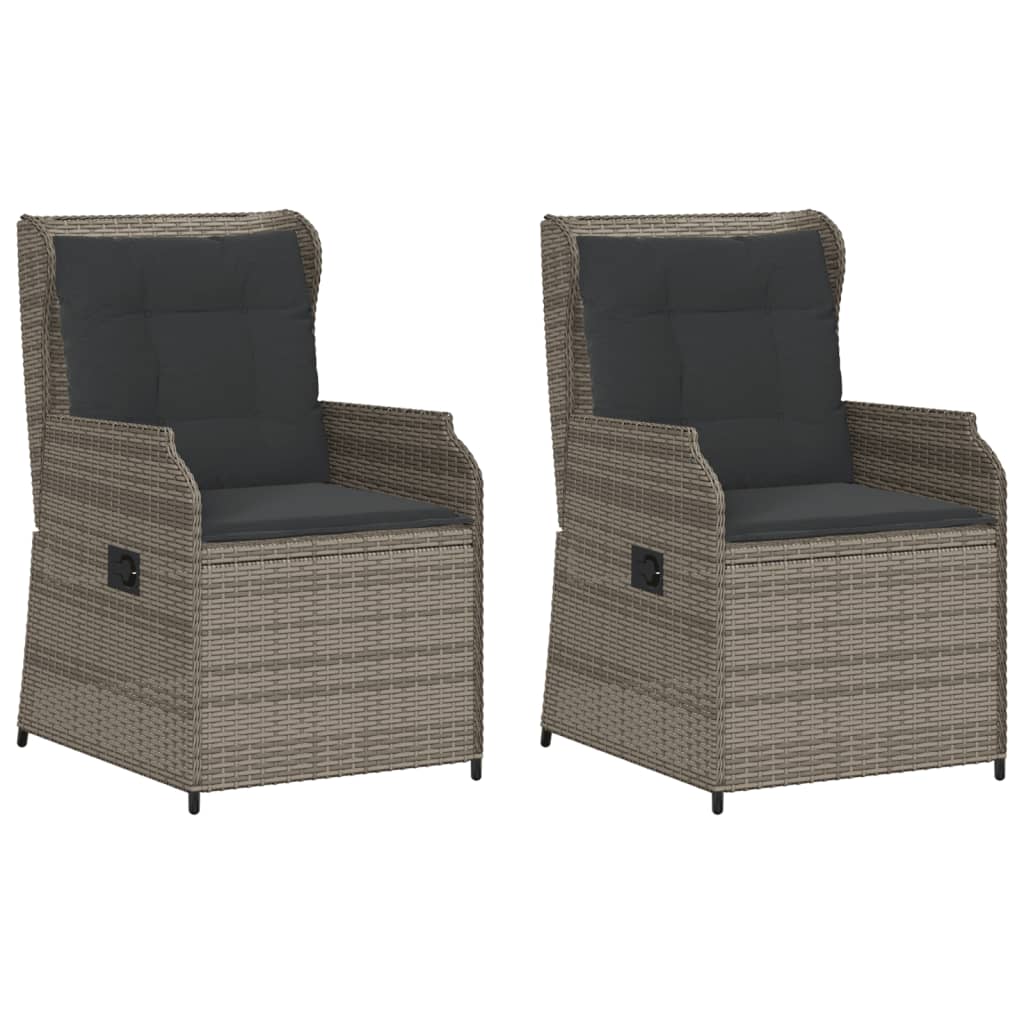 Vidaxl tuinstoelen 2 st verstelbaar met kussens poly rattan grijs