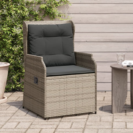 Vidaxl tuinstoelen 2 st verstelbaar met kussens poly rattan grijs