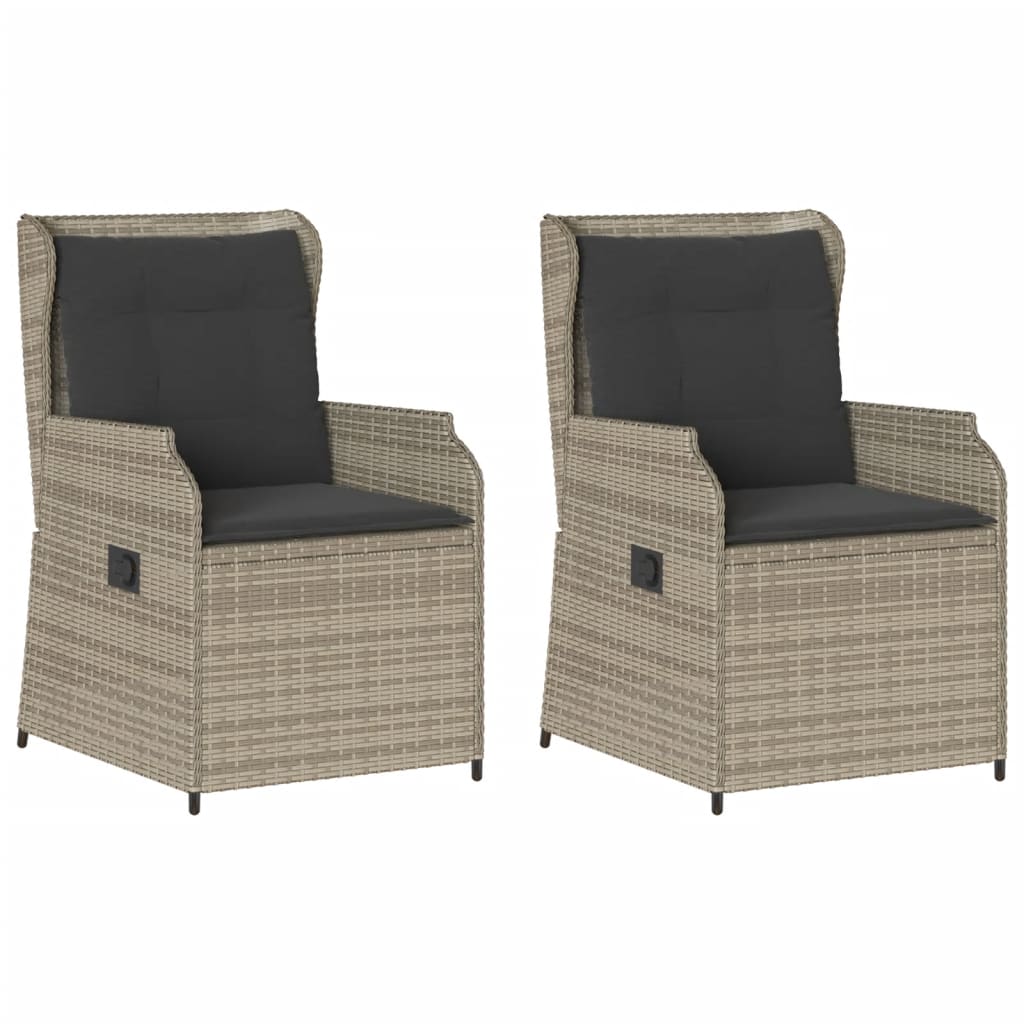 Vidaxl tuinstoelen 2 st verstelbaar met kussens poly rattan lichtgrijs