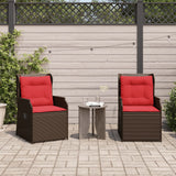 Vidaxl ligstoelen voor in de tuin 2 st met kussens bruin poly rattan