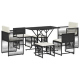 Vidaxl 7-delige tuinset met kussens poly rattan zwart