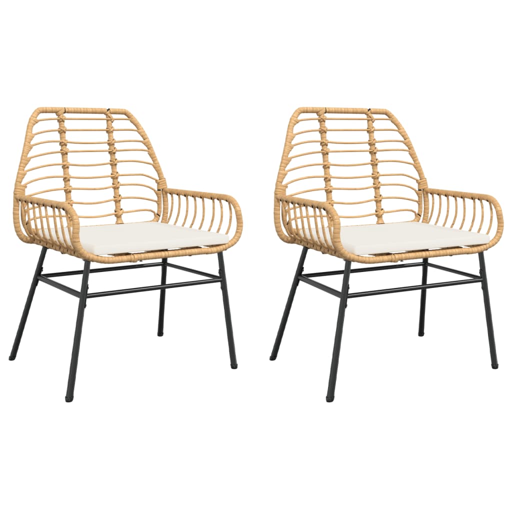 Vidaxl tuinstoelen 2 st met kussens poly rattan bruin