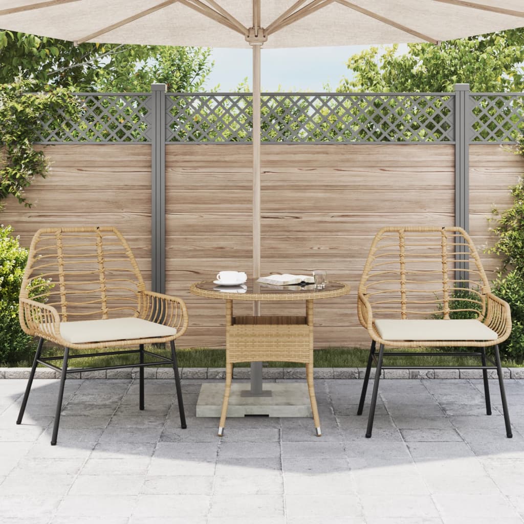 Vidaxl tuinstoelen 2 st met kussens poly rattan bruin