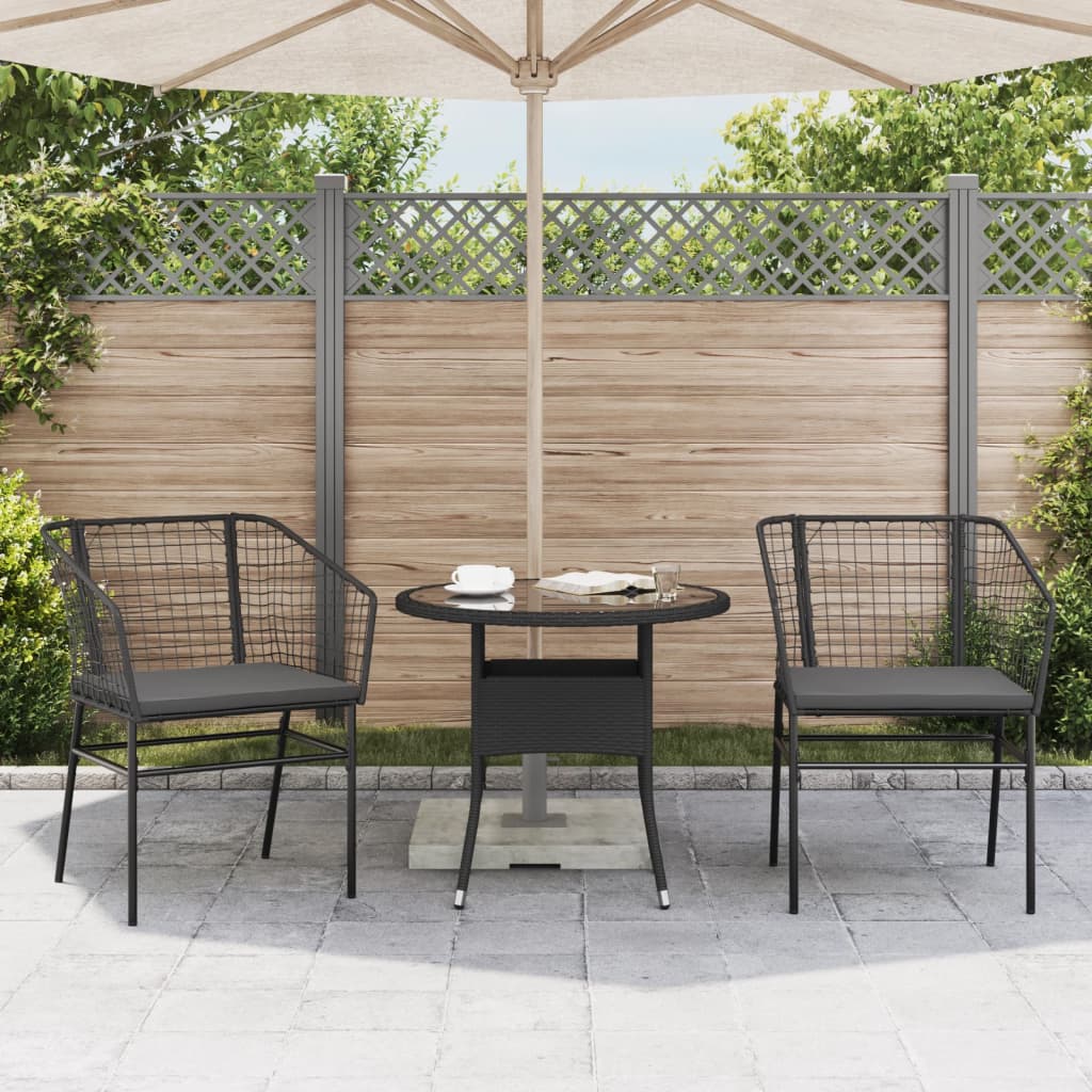Vidaxl tuinstoelen 2 st met kussens poly rattan zwart