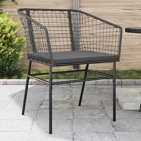 Vidaxl tuinstoelen 2 st met kussens poly rattan zwart