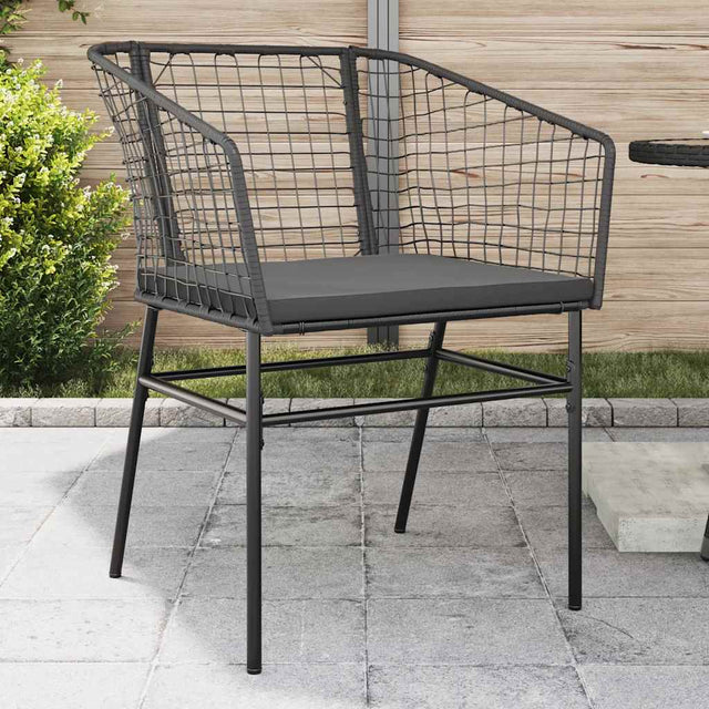 Vidaxl tuinstoelen 2 st met kussens poly rattan zwart