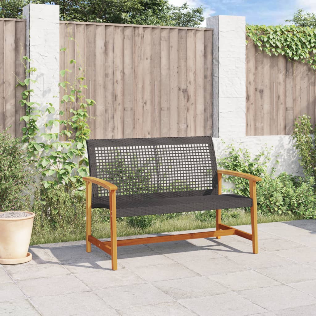 Vidaxl tuinbank 112 cm poly rattan en acaciahout zwart