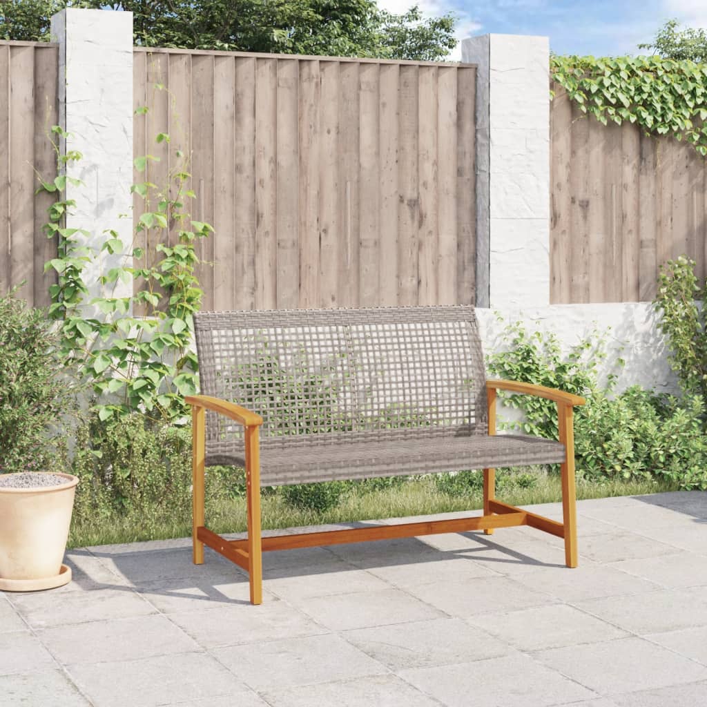 Vidaxl tuinbank 112 cm poly rattan en acaciahout grijs