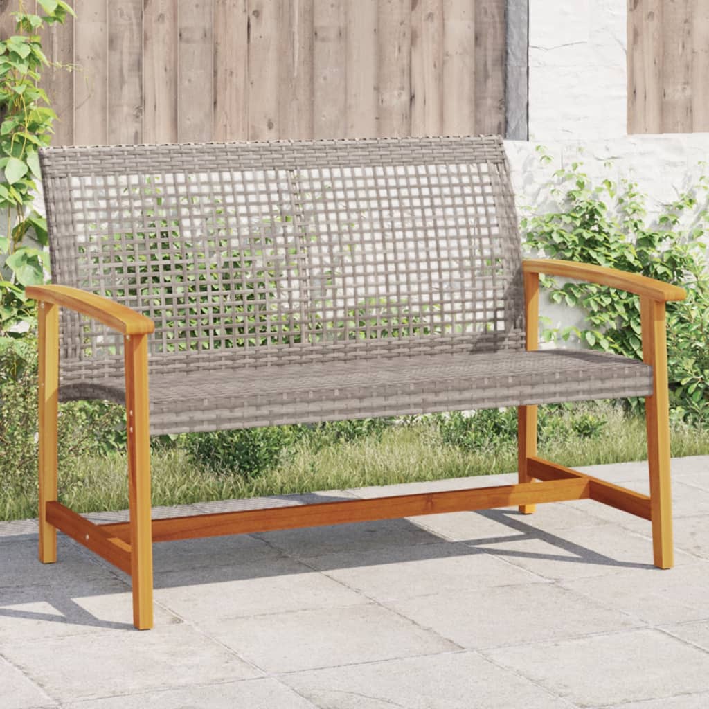 Vidaxl tuinbank 112 cm poly rattan en acaciahout grijs