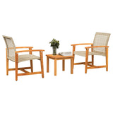 Vidaxl 3-delige bistroset poly rattan en acaciahout beige