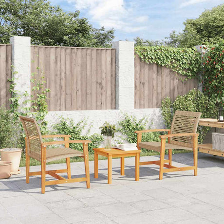 Vidaxl 3-delige bistroset poly rattan en acaciahout beige