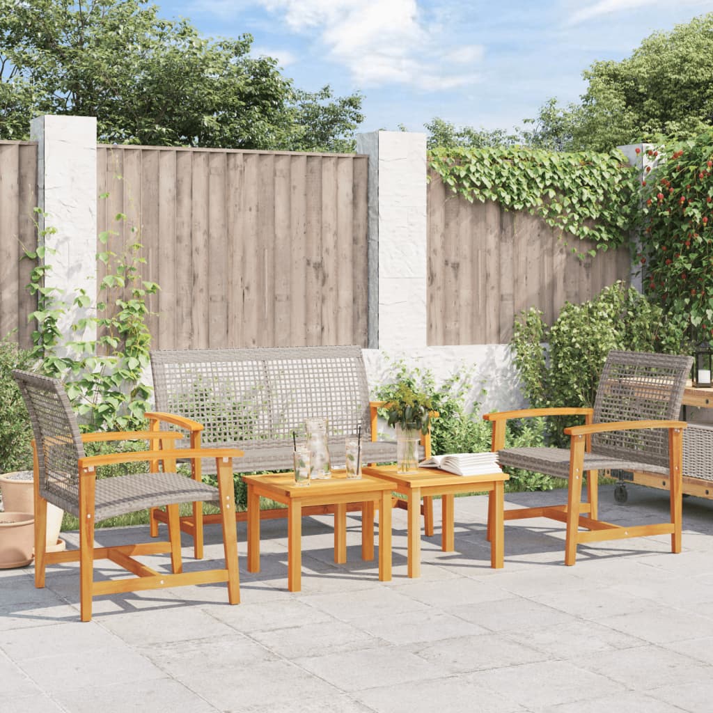 Vidaxl 5-delige loungeset poly rattan en acaciahout grijs