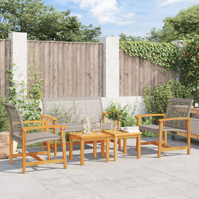 Vidaxl 5-delige loungeset poly rattan en acaciahout grijs