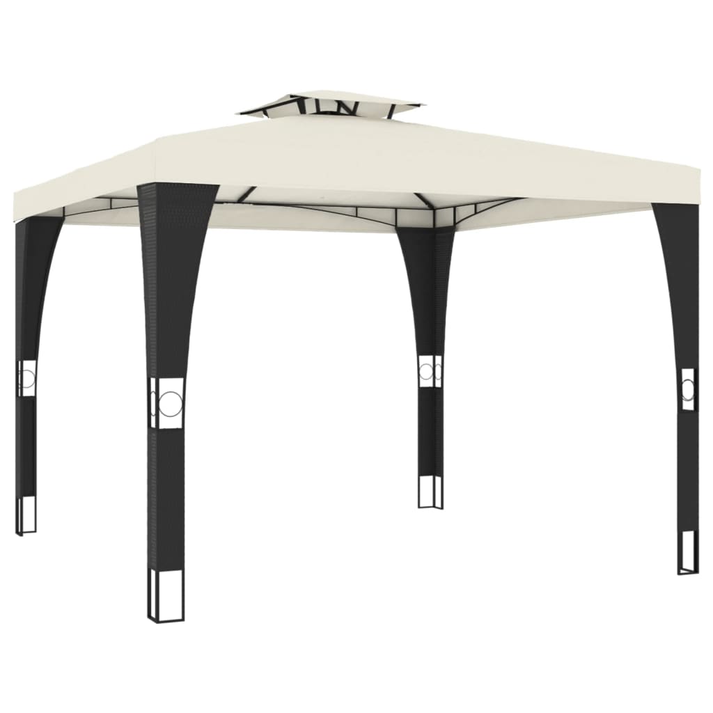 Vidaxl arbor with double roof 2.98x2.98 m steel cream -colored