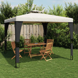 Arbor Vidaxl avec toit double 2,98x2,98 m crème en acier -colore