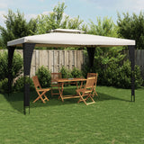 Vidaxl Arbor con doppio tetto 3.98x2,98 m crema in acciaio