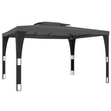 Vidaxl arbor with double roof 3.98x2.98 m steel anthracite -colored