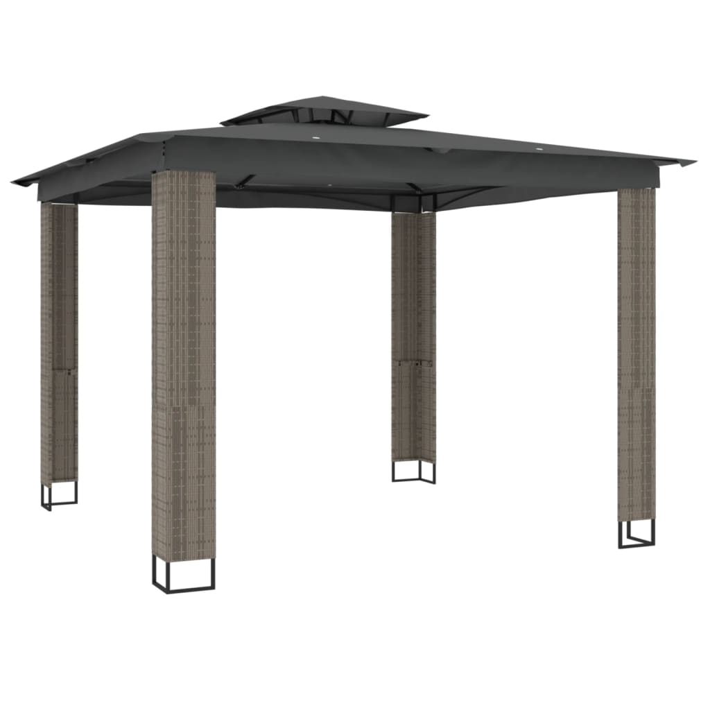 Vidaxl arbor with double roof 2.94x2.94 m steel anthracite -colored