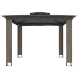 Vidaxl arbor with double roof 2.94x2.94 m steel anthracite -colored