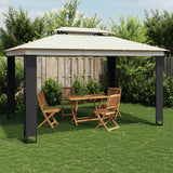 Arbor Vidaxl avec toit double 3,94x2,96 m crème en acier -colore