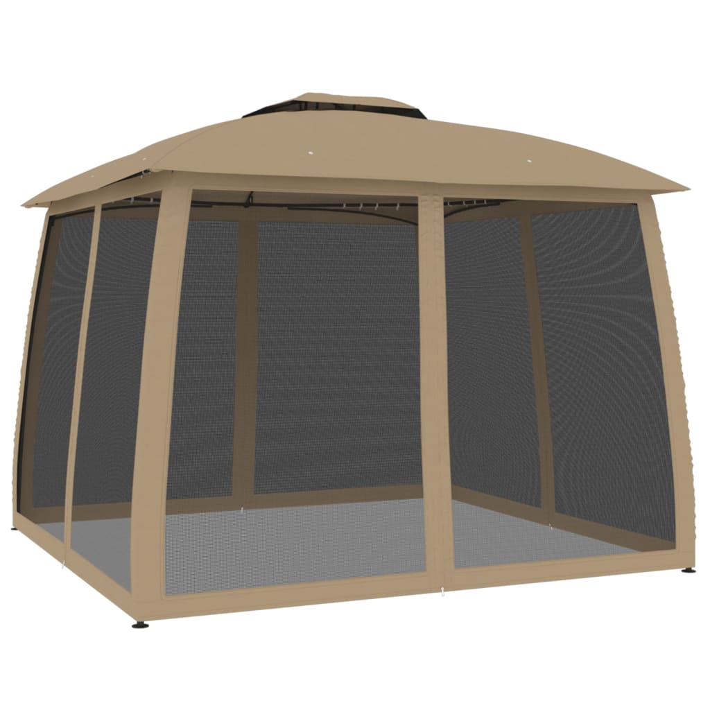 Vidaxl Arbor Side Malls of Mesh et Double Roof 2,93x2.93 M Steel Taupe